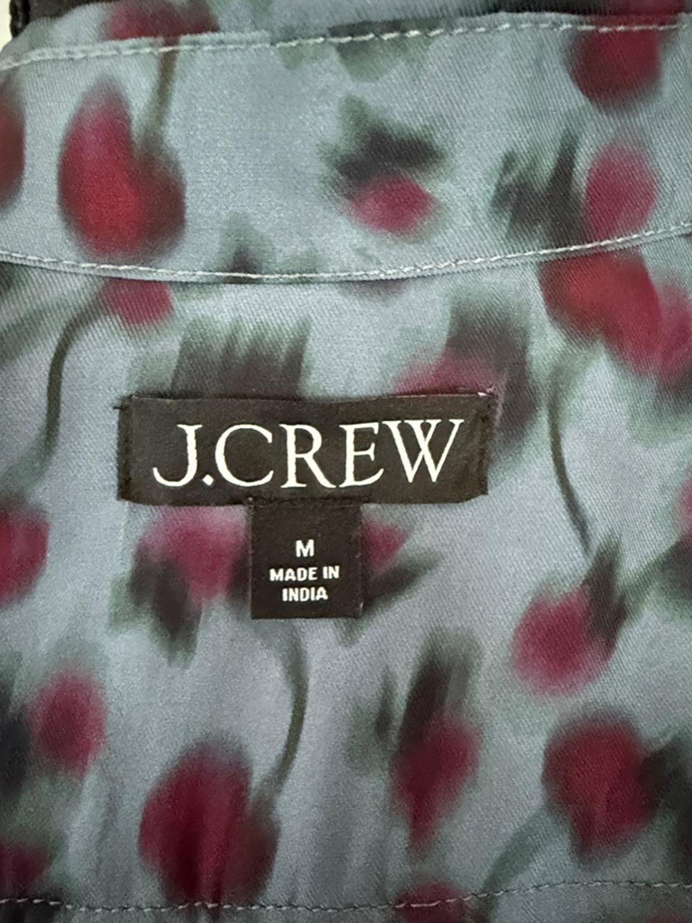 J. Crew Blue Satin Blouse with Cherry  Print - Picture 4 of 7